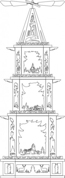 Laubsägevorlage Pyramide, Schlösser des Erzgebirges